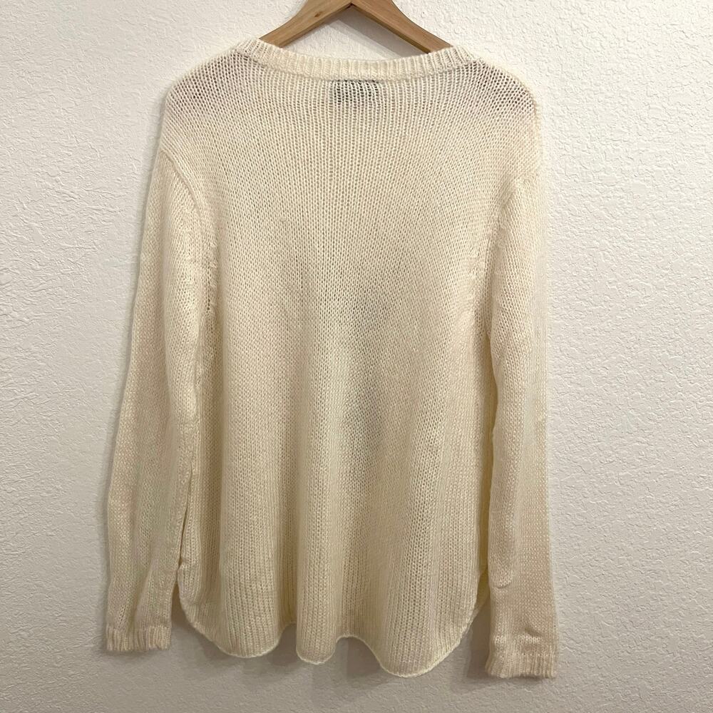 Wooden Ships Reindeer Sweater M L Christmas Mohair Wool Blend Oversized Holiday - Picture 4 of 11